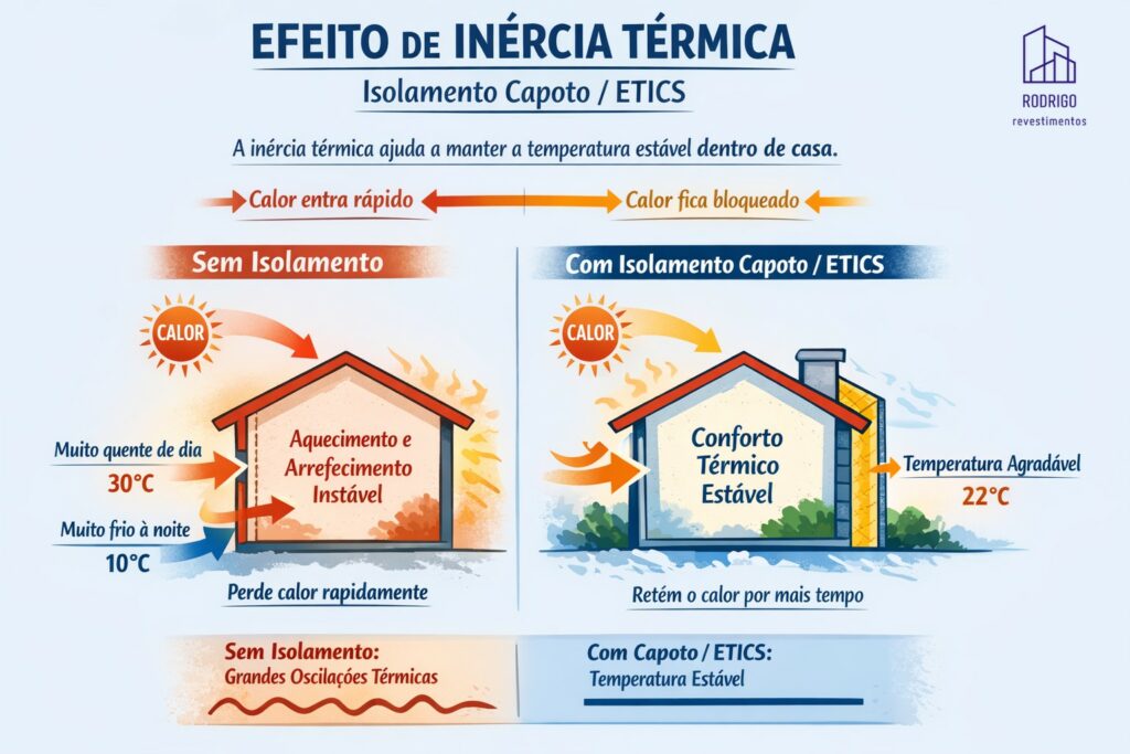 Efeito de Enércia Térmica com e sem Capoto / ETICS